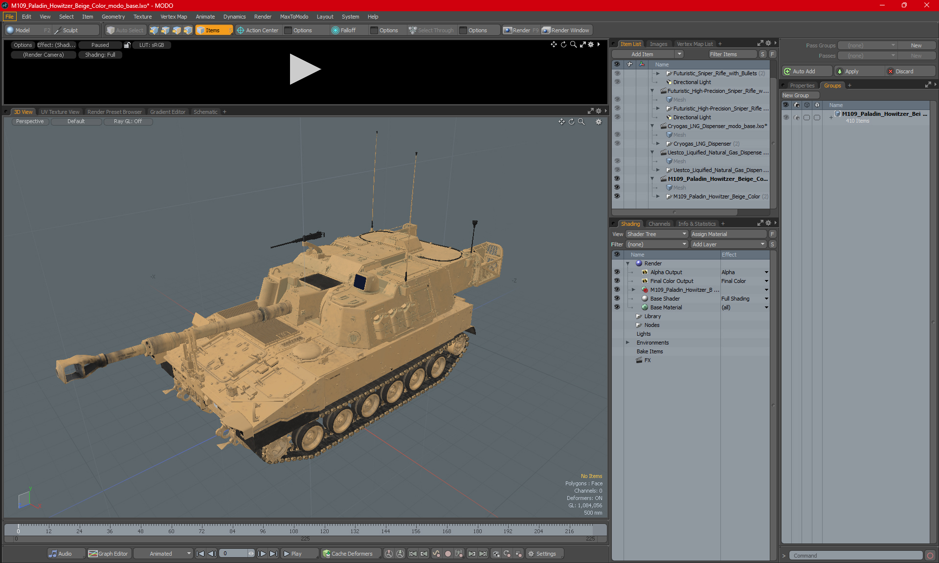 3D M109 Paladin Howitzer Beige Color model