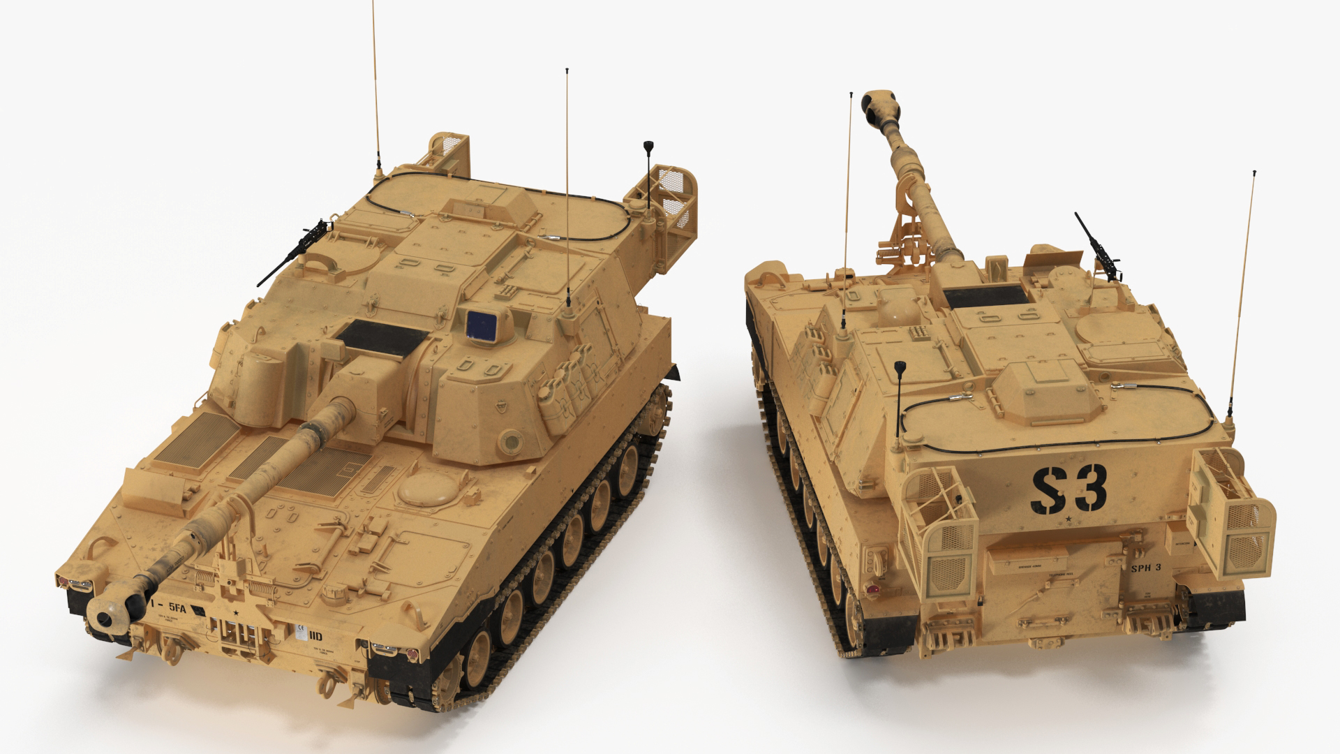 3D M109 Paladin Howitzer Beige Color model