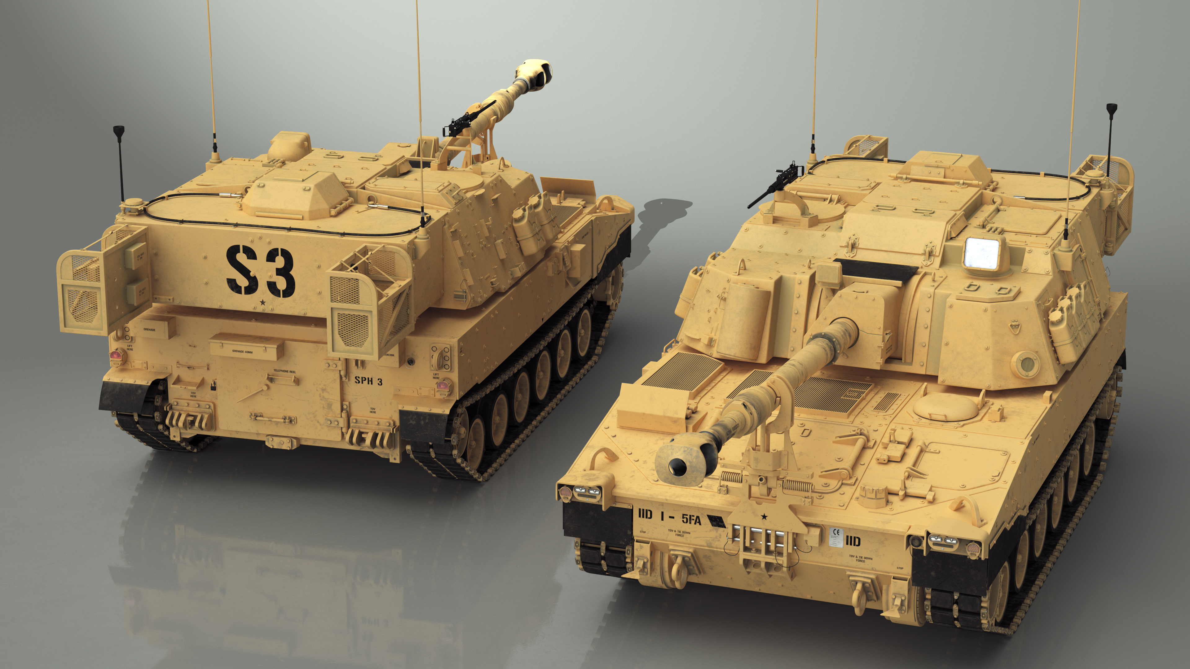 3D M109 Paladin Howitzer Beige Color model