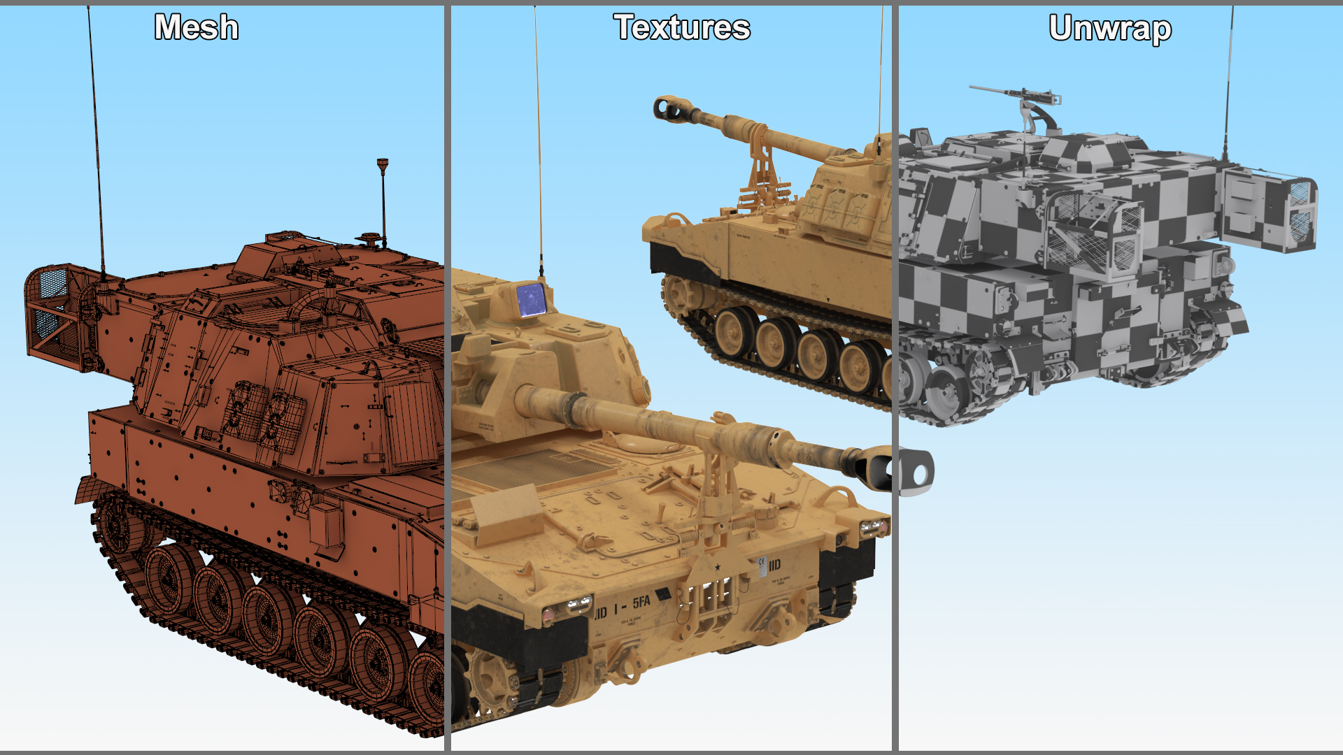 3D M109 Paladin Howitzer Beige Color model