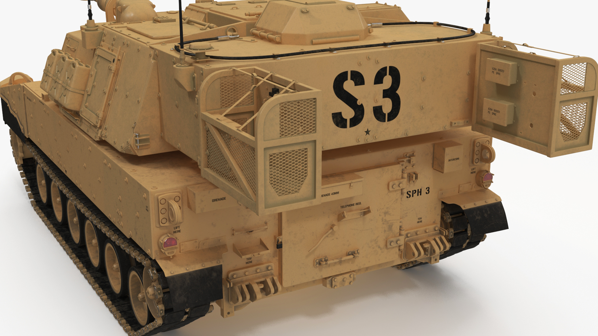 3D M109 Paladin Howitzer Beige Color model