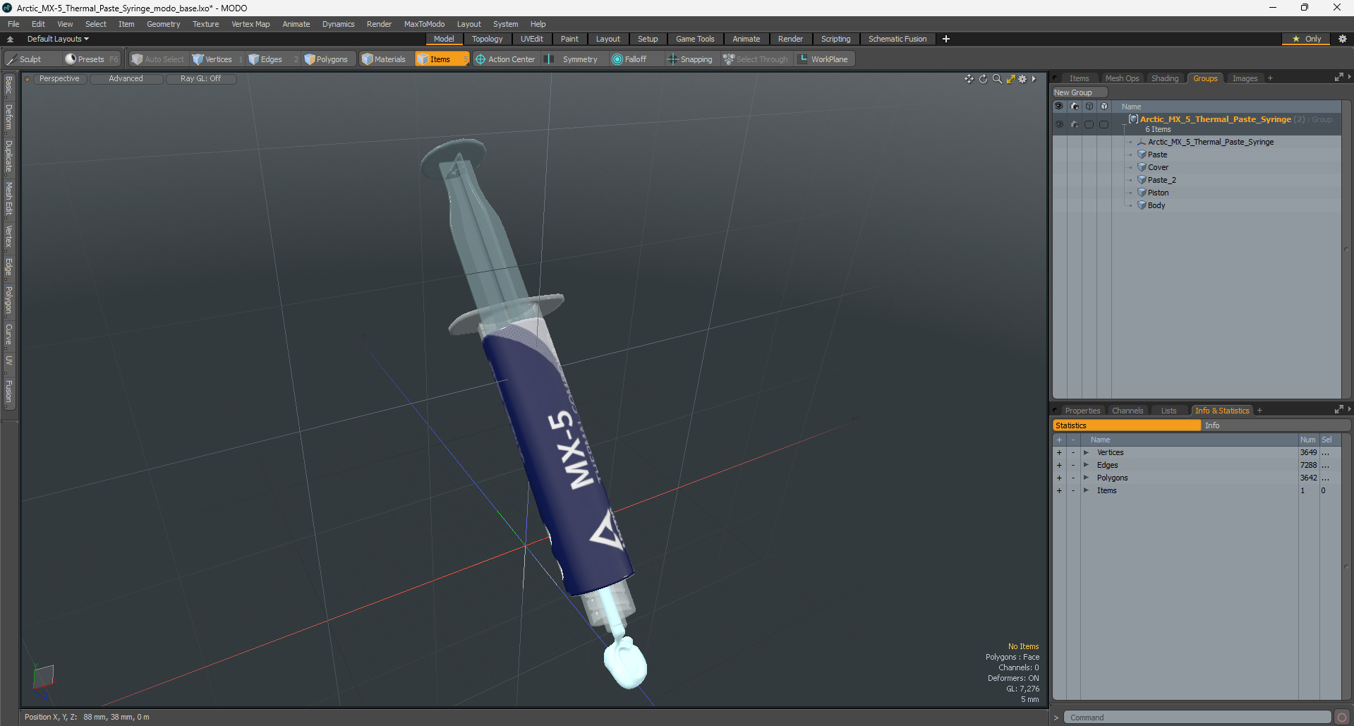 3D Arctic MX-5 Thermal Paste Syringe model