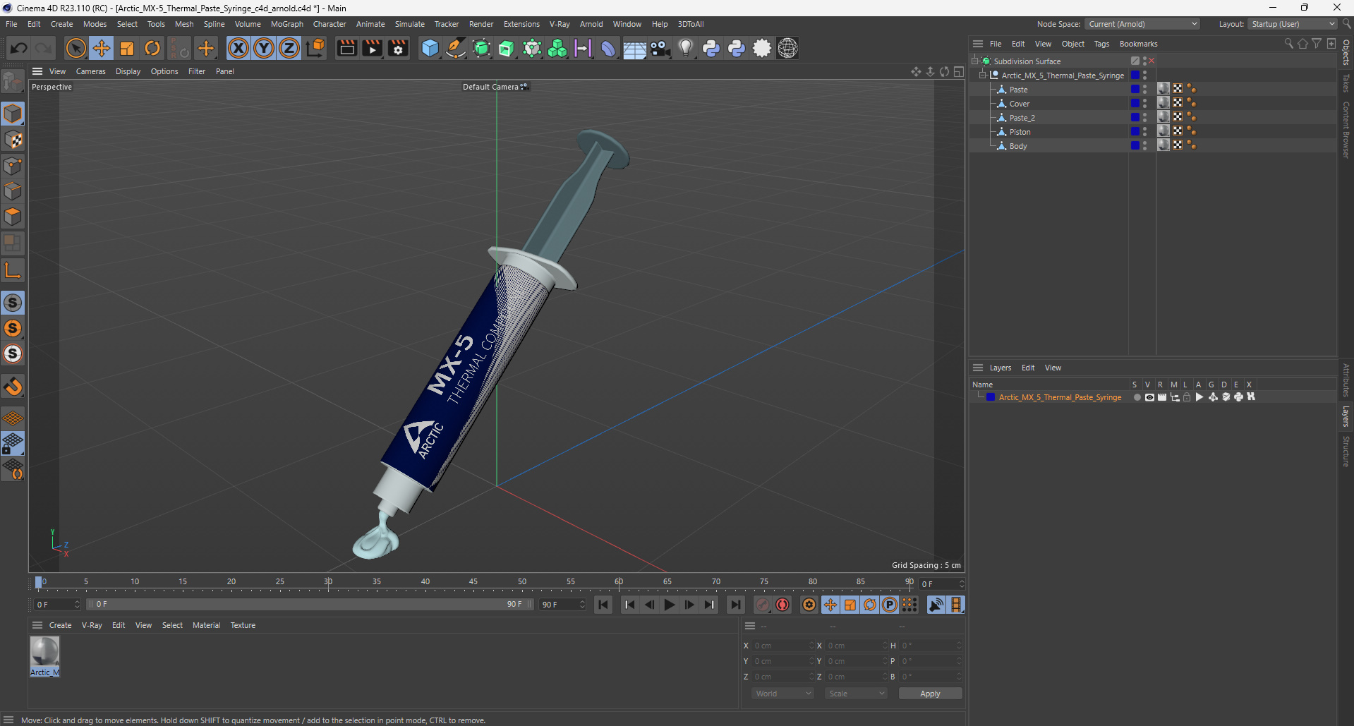 3D Arctic MX-5 Thermal Paste Syringe model