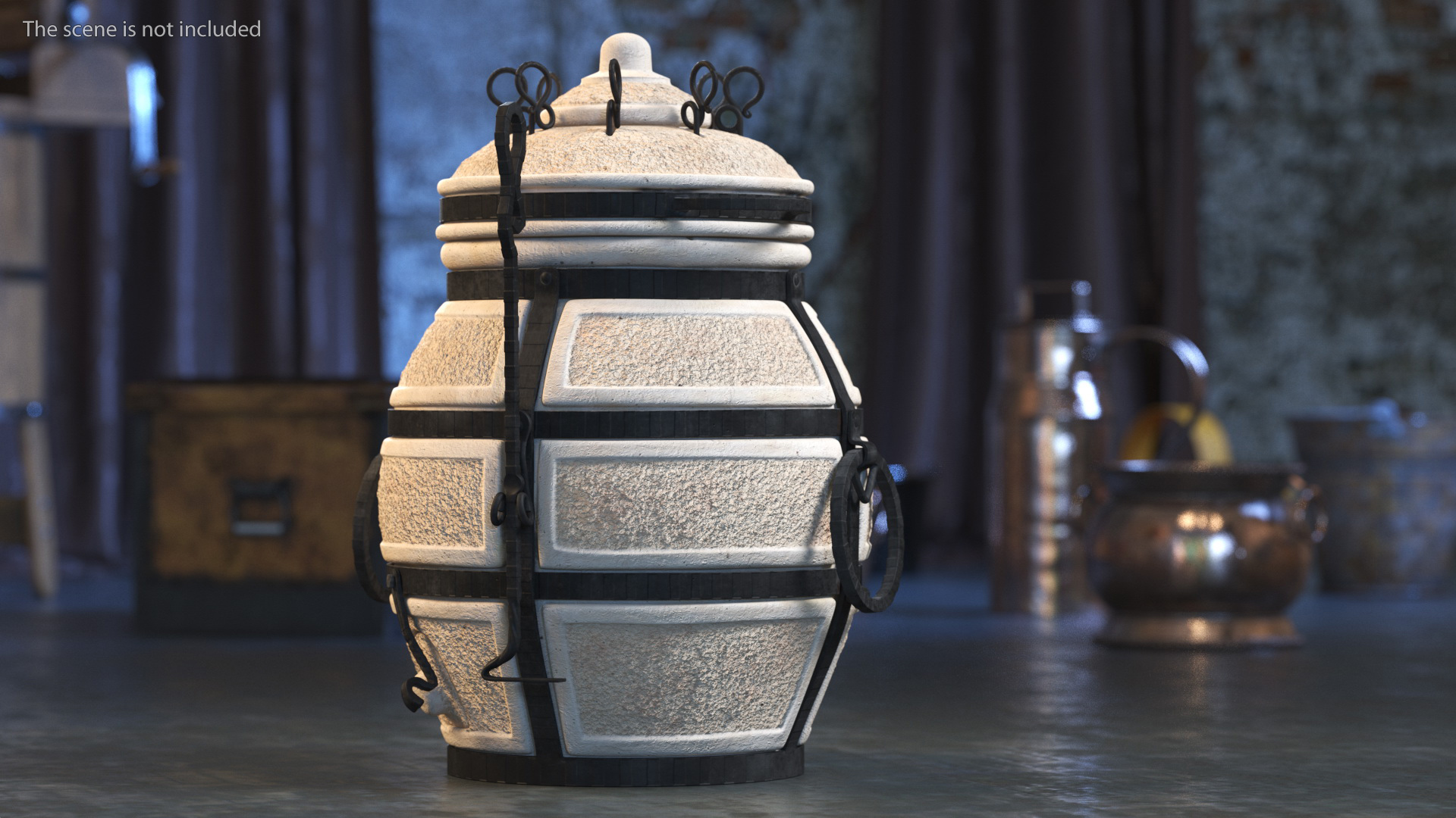 3D Amphora Tandoor Ceramic with Skewer and Scoop Poker