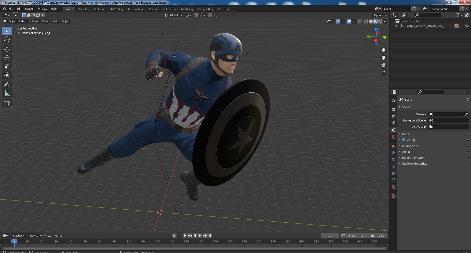 Captain America Attack Pose 3D