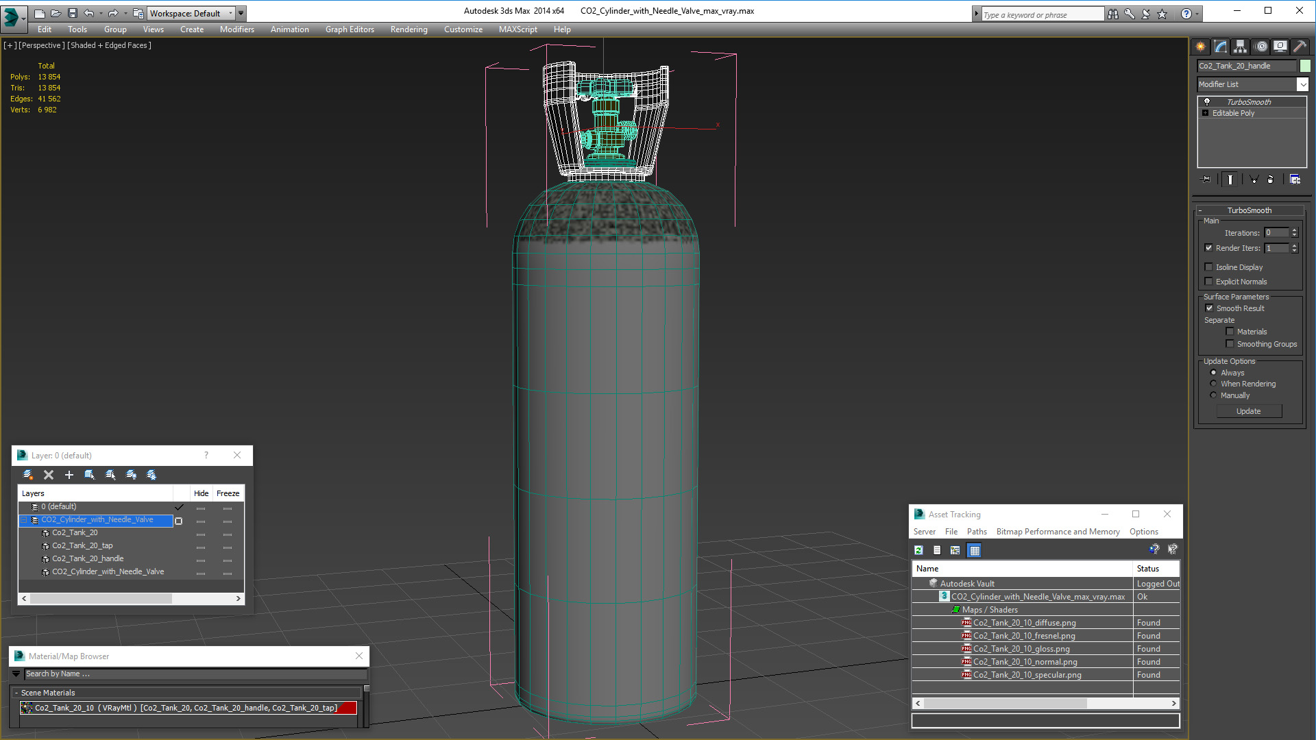 3D model CO2 Cylinder with Needle Valve