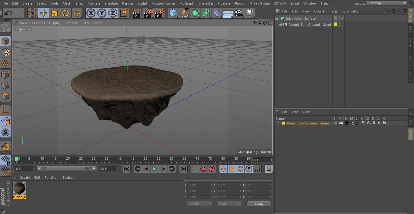 Round Soil Ground Island 3D model