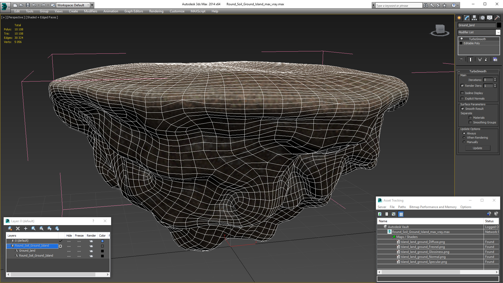 Round Soil Ground Island 3D model