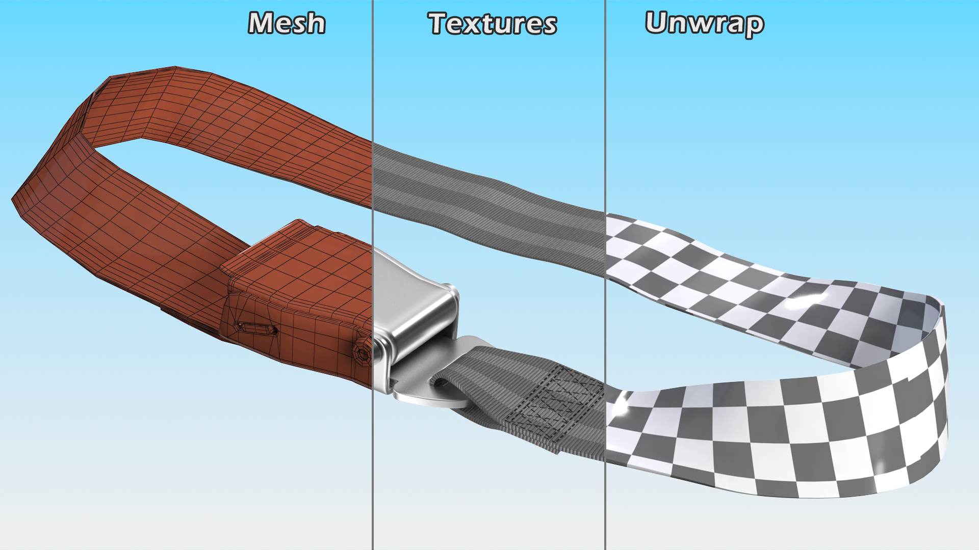 Belt Extender for Airline Seat Type A Grey 3D