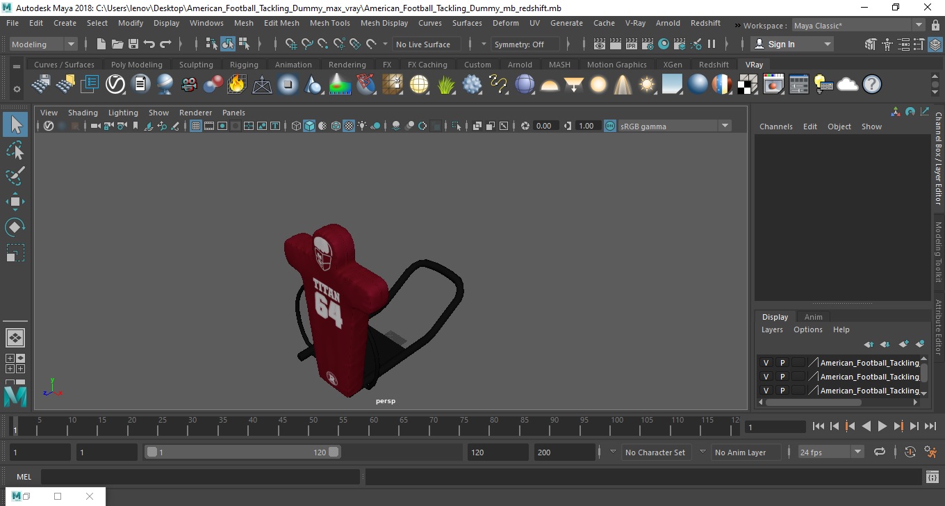 American Football Tackling Dummy 3D