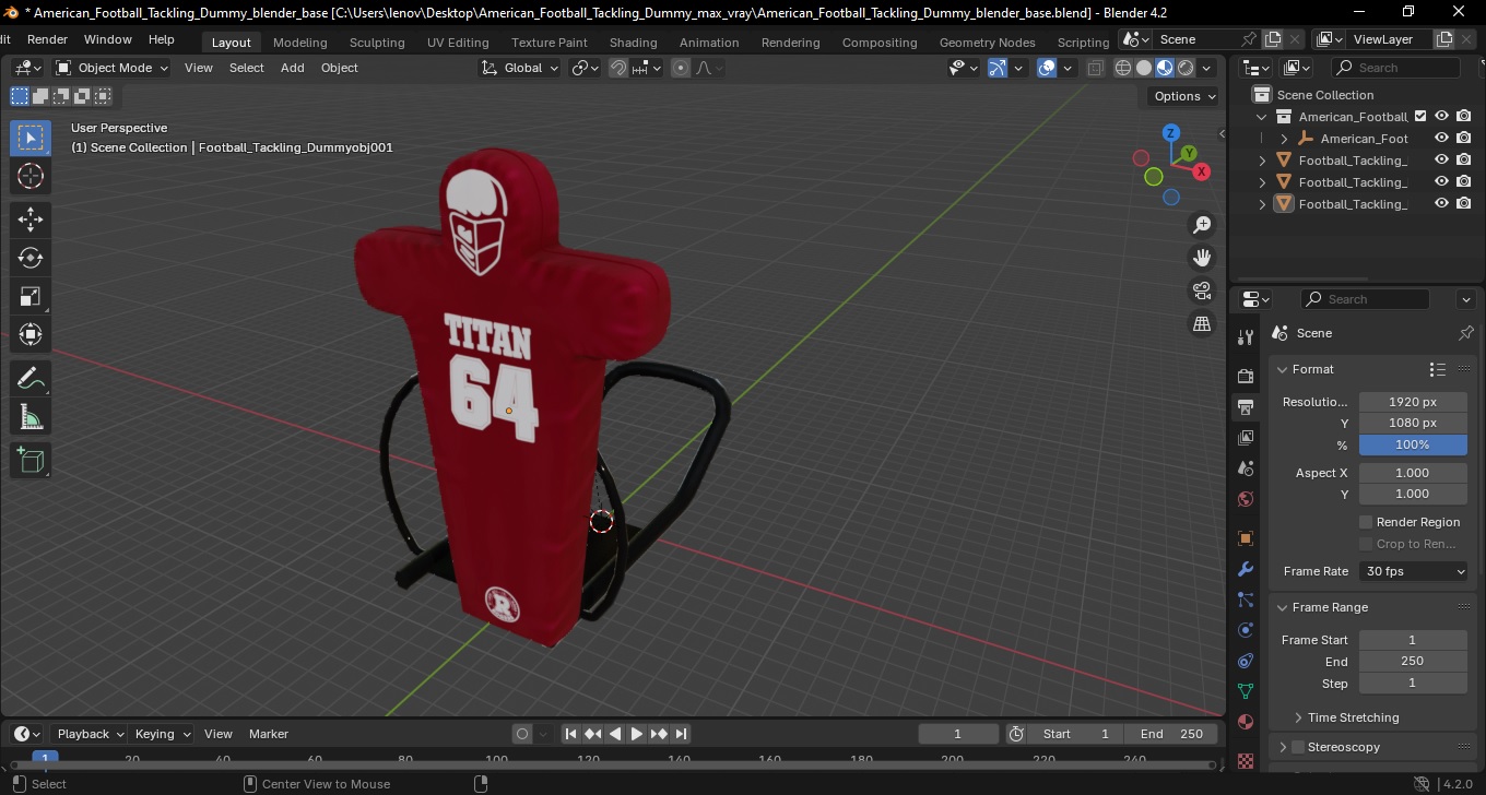 American Football Tackling Dummy 3D