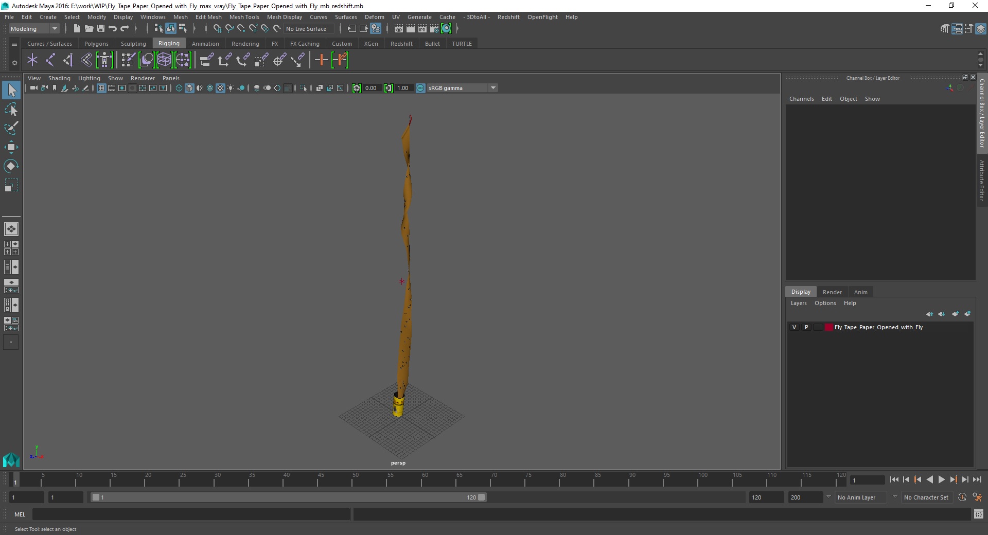 3D model Fly Tape Paper Opened with Fly