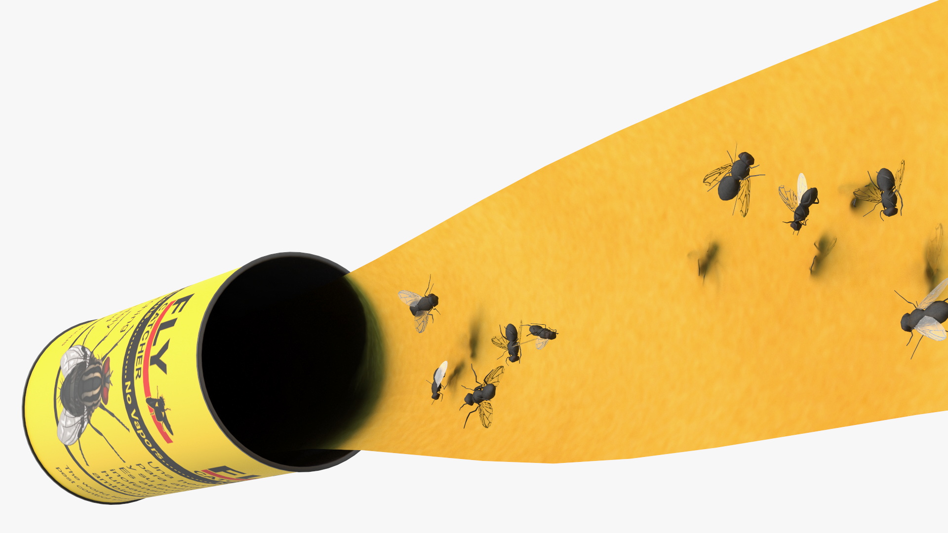 3D model Fly Tape Paper Opened with Fly