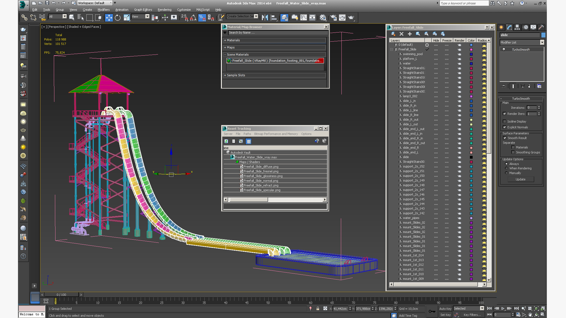 3D model Freefall Water Slide