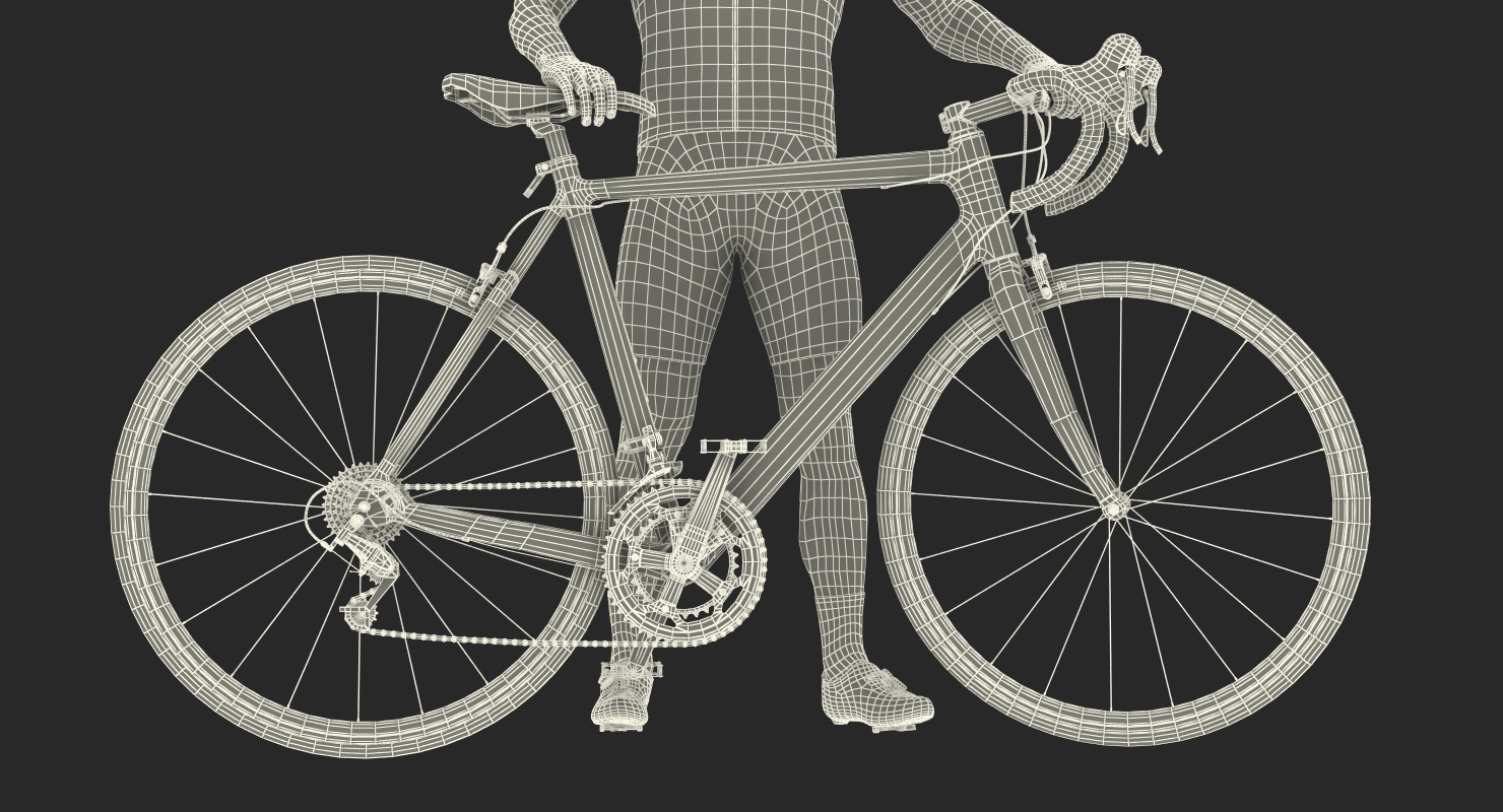 3D Bicyclist in Red Suit with Bike