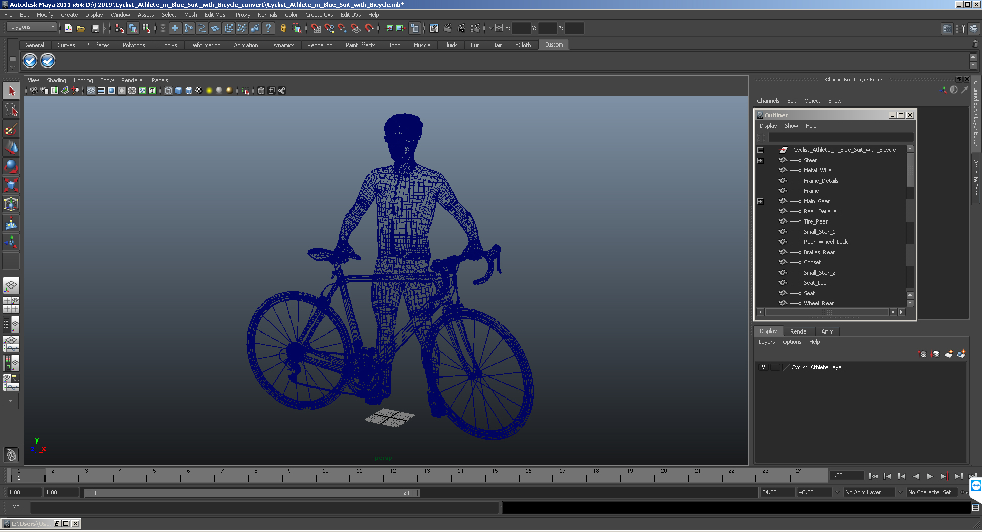 3D Bicyclist in Red Suit with Bike