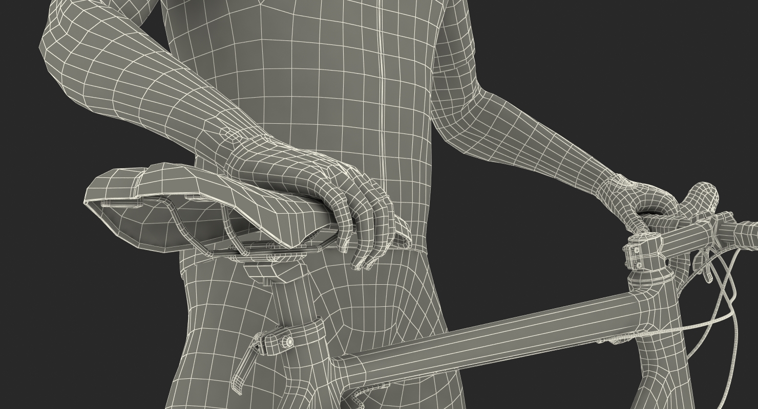 3D Bicyclist in Red Suit with Bike