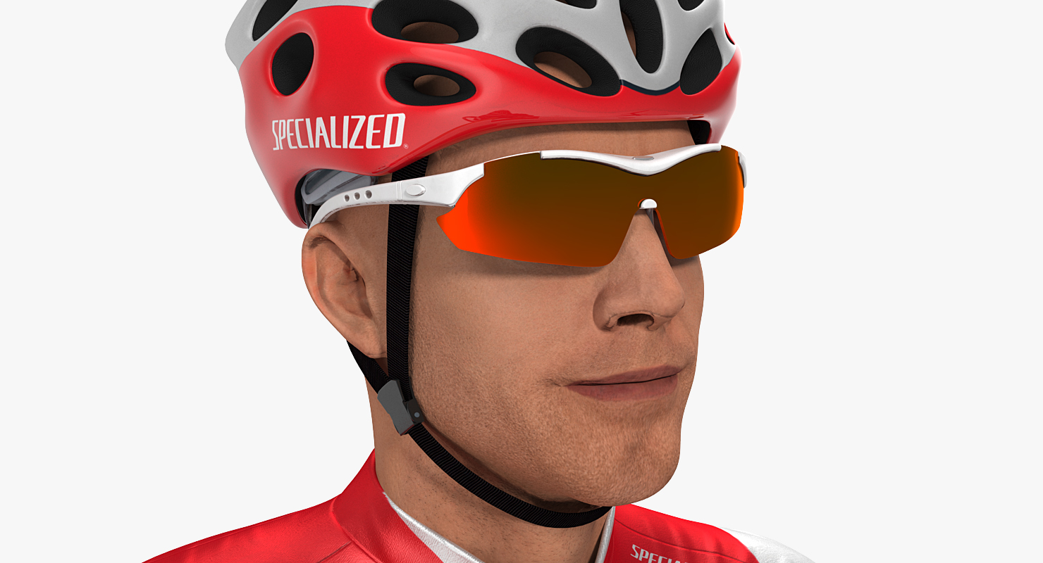 3D Bicyclist in Red Suit with Bike