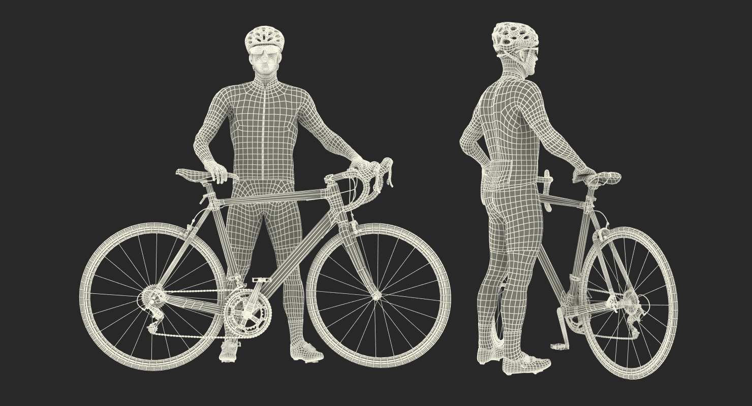 3D Bicyclist in Red Suit with Bike