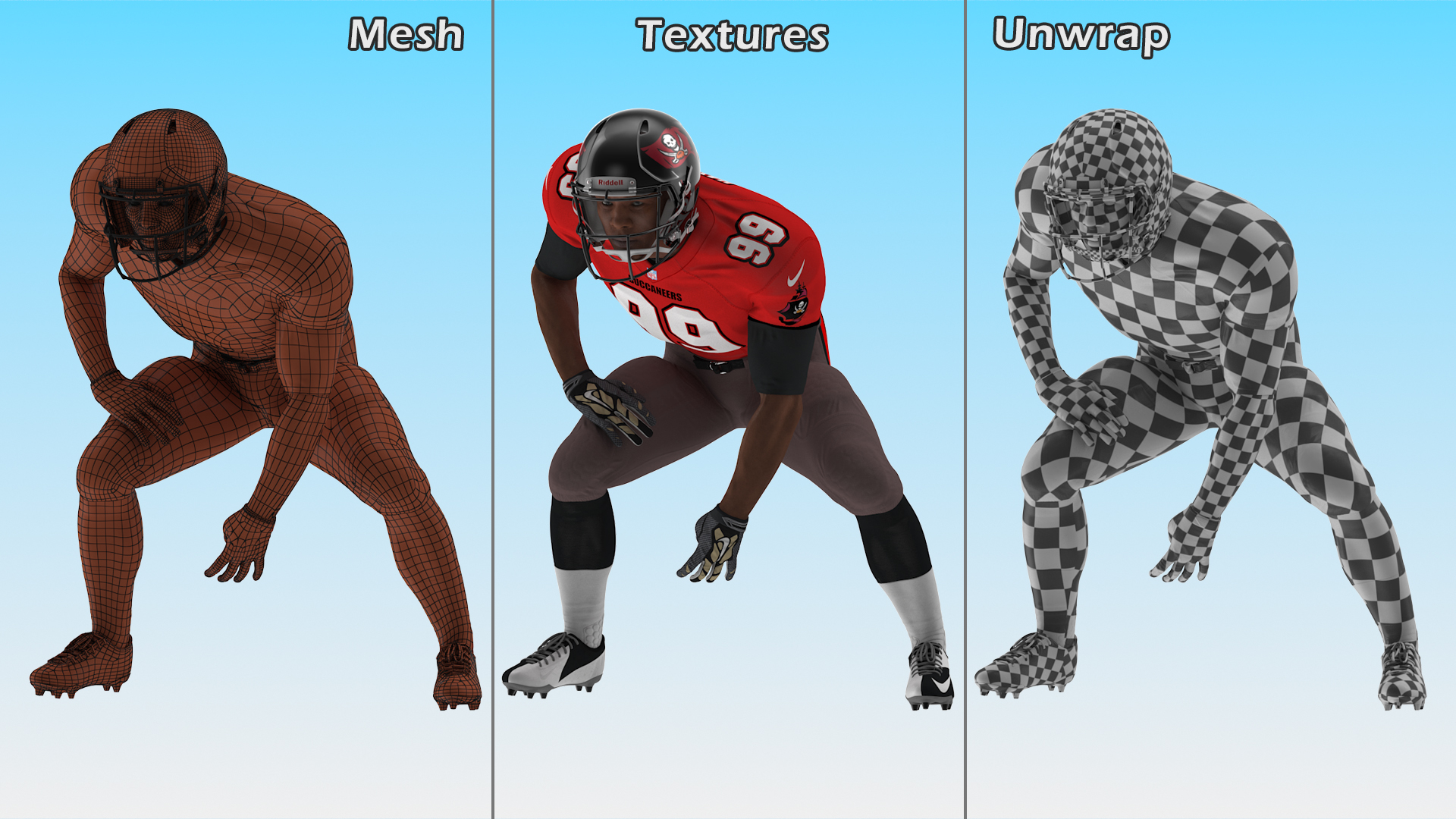 Tampa Bay Buccaneers American Football Player Crouching Fur 3D model