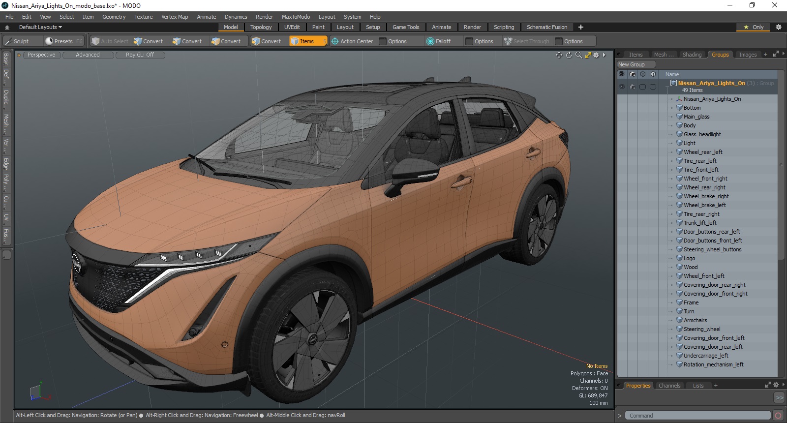 Nissan Ariya Lights On 3D