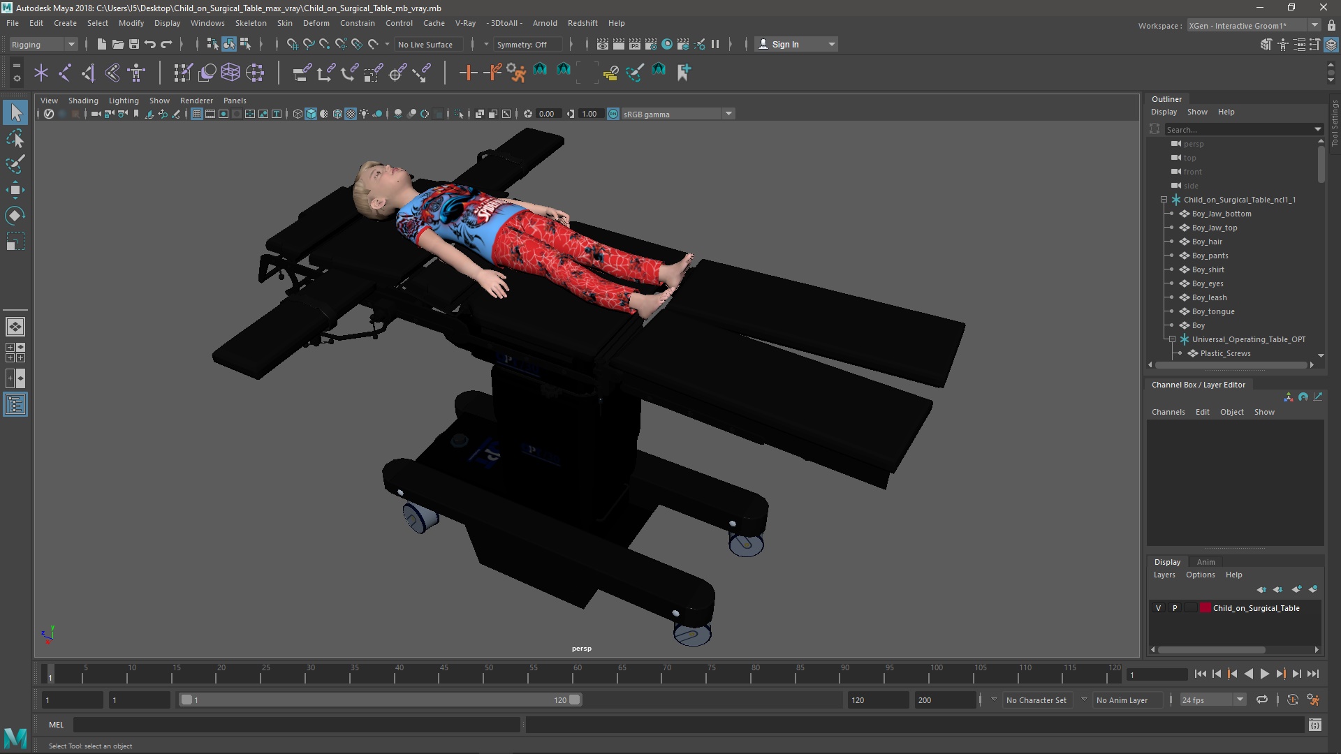3D Child on Surgical Table model