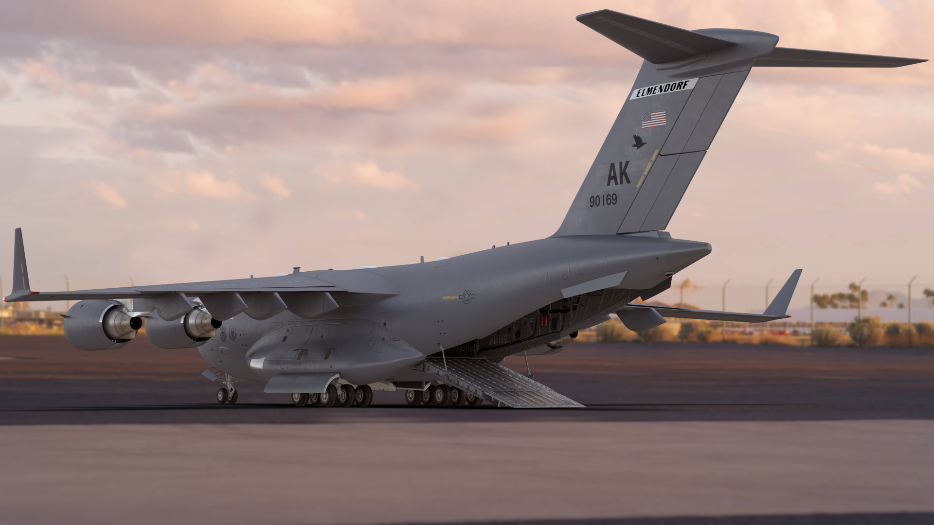 Boeing C17 Globemaster III Transport Aircraft Rigged 3D