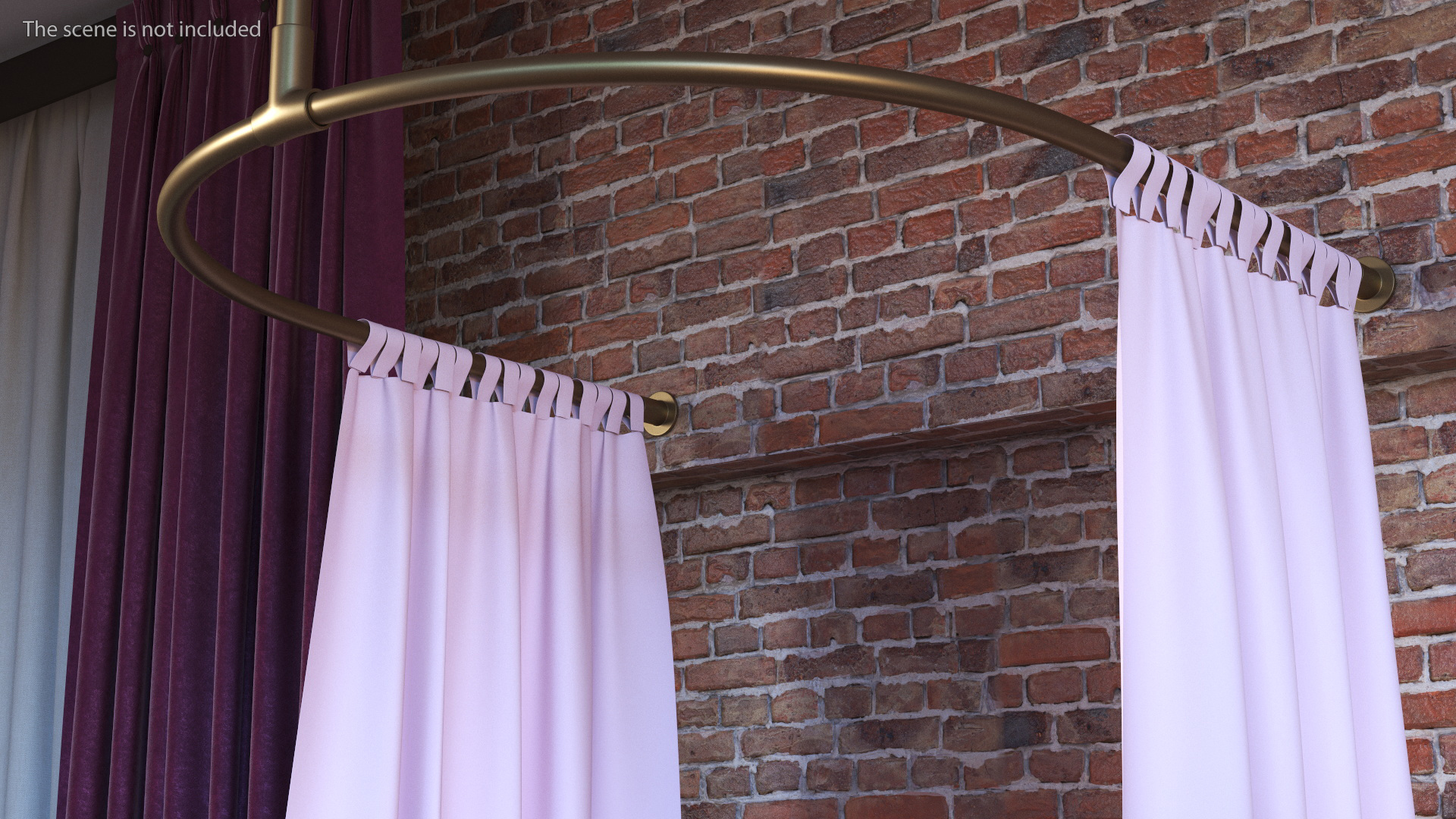 3D model Pink Fitting Room Curtain Open