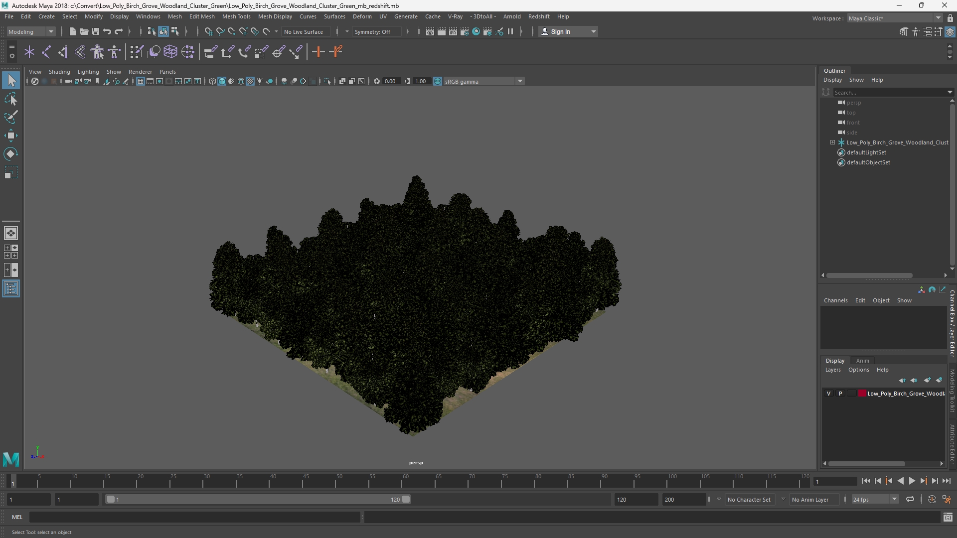 Low Poly Birch Grove Woodland Cluster Green - view 11