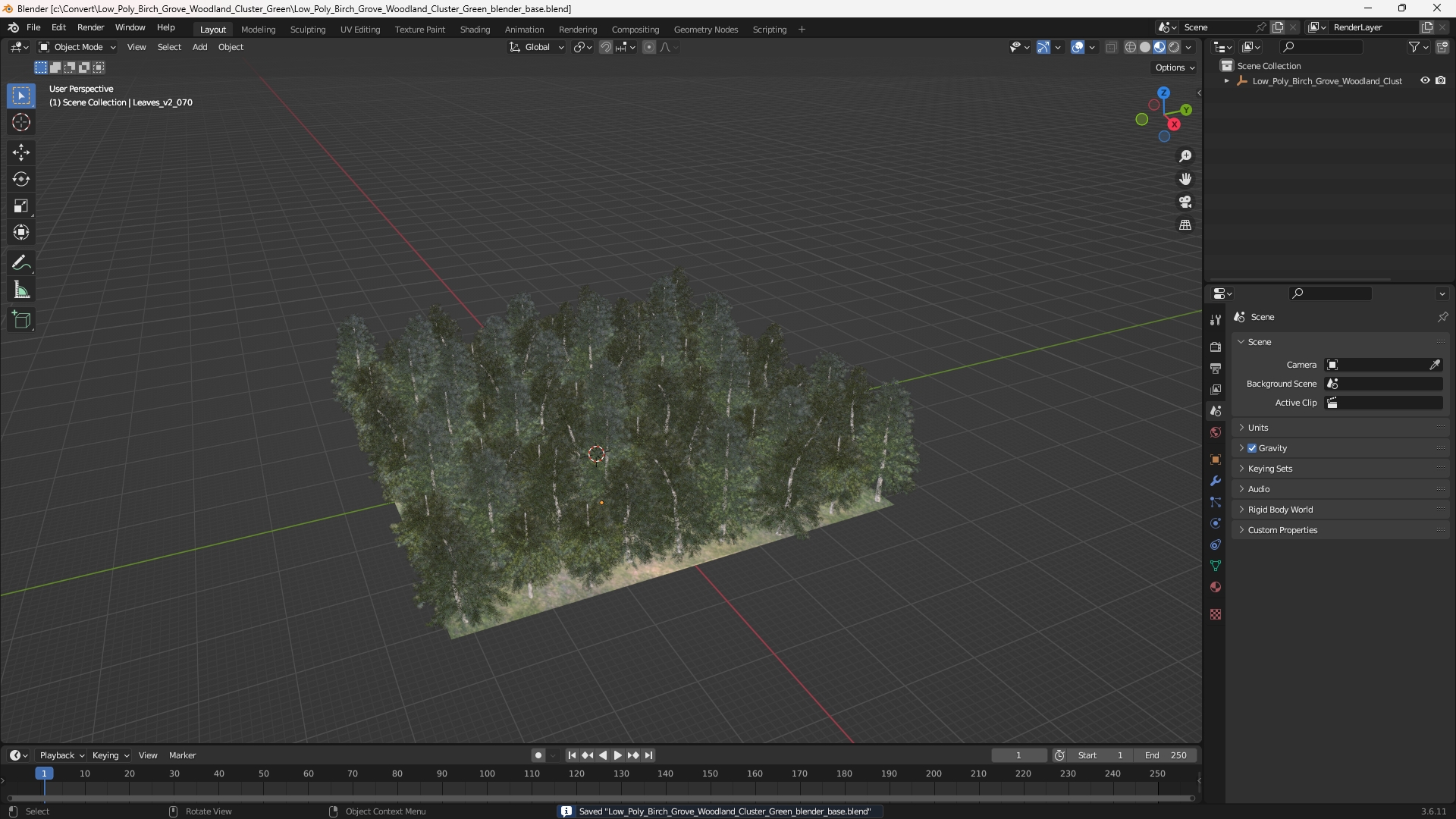 Low Poly Birch Grove Woodland Cluster Green - view 10
