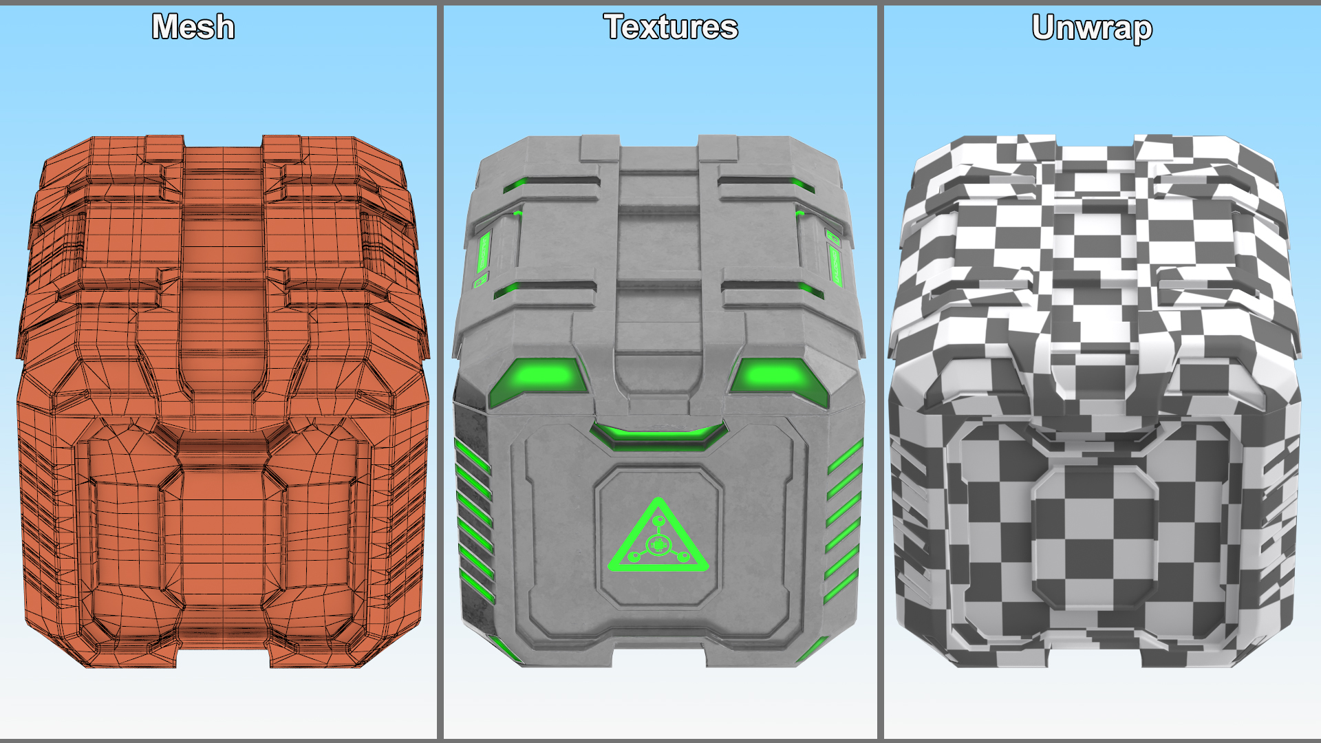 3D Metal Futuristic Storage Box model