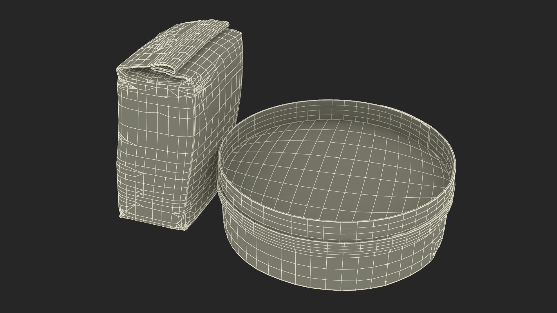 3D Wheat Flour and Wooden Sieve model