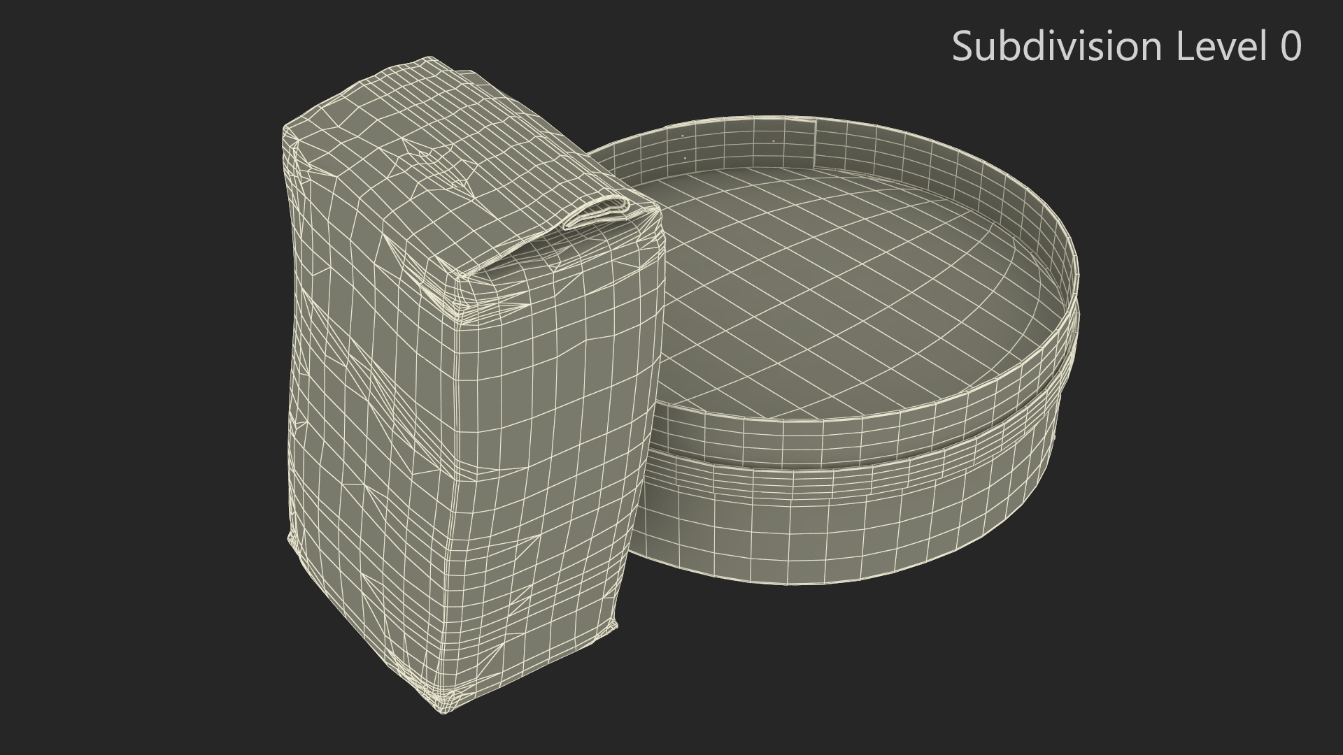 3D Wheat Flour and Wooden Sieve model