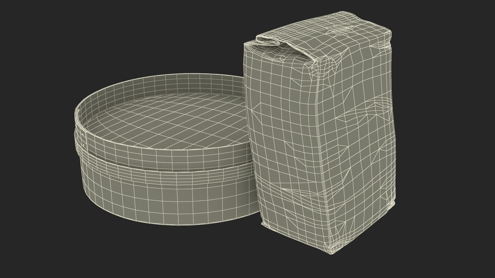 3D Wheat Flour and Wooden Sieve model
