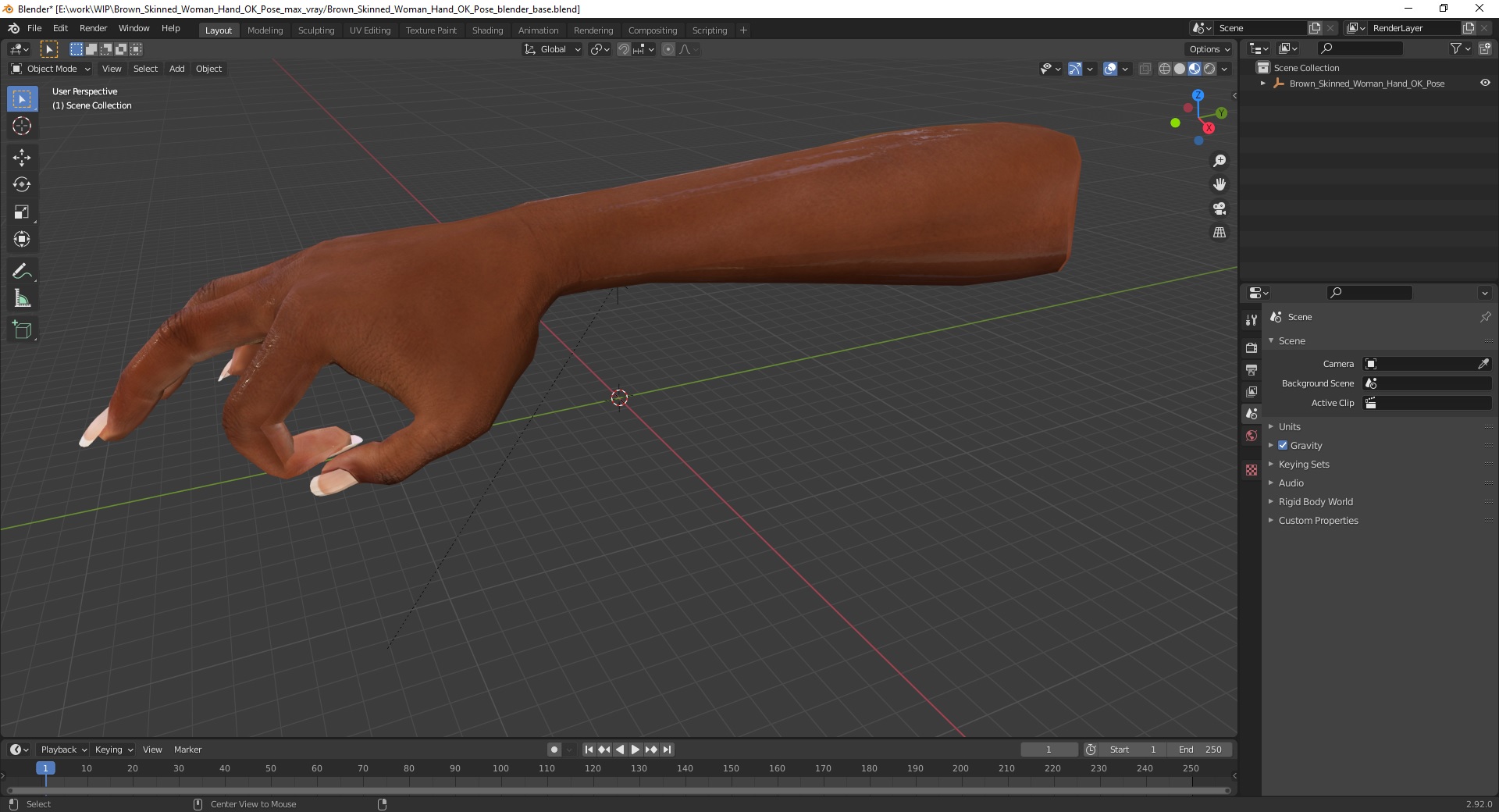 Brown Skinned Woman Hand OK Pose 3D