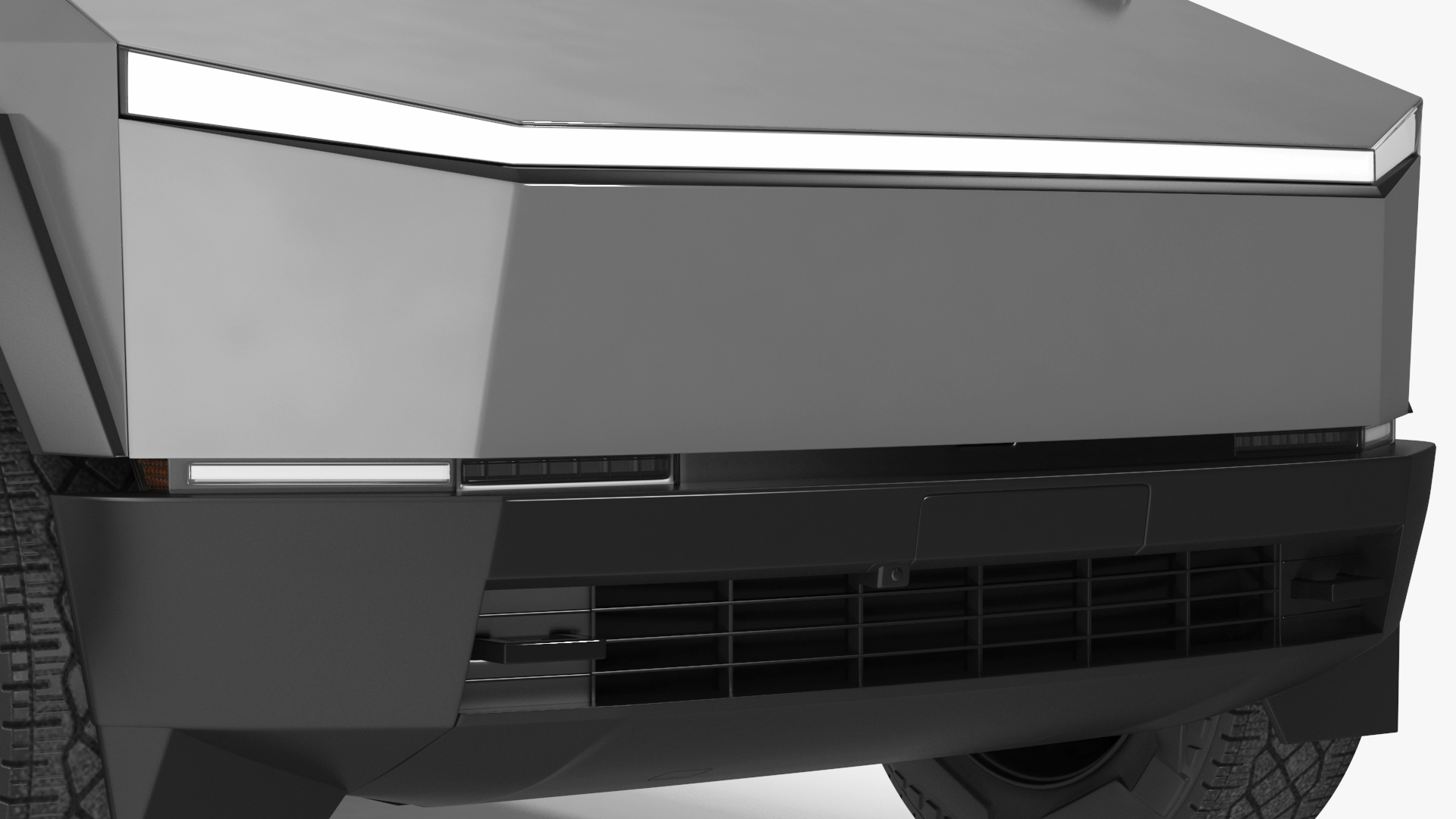3D 2024 Tesla Cybertruck with Lights On Rigged model
