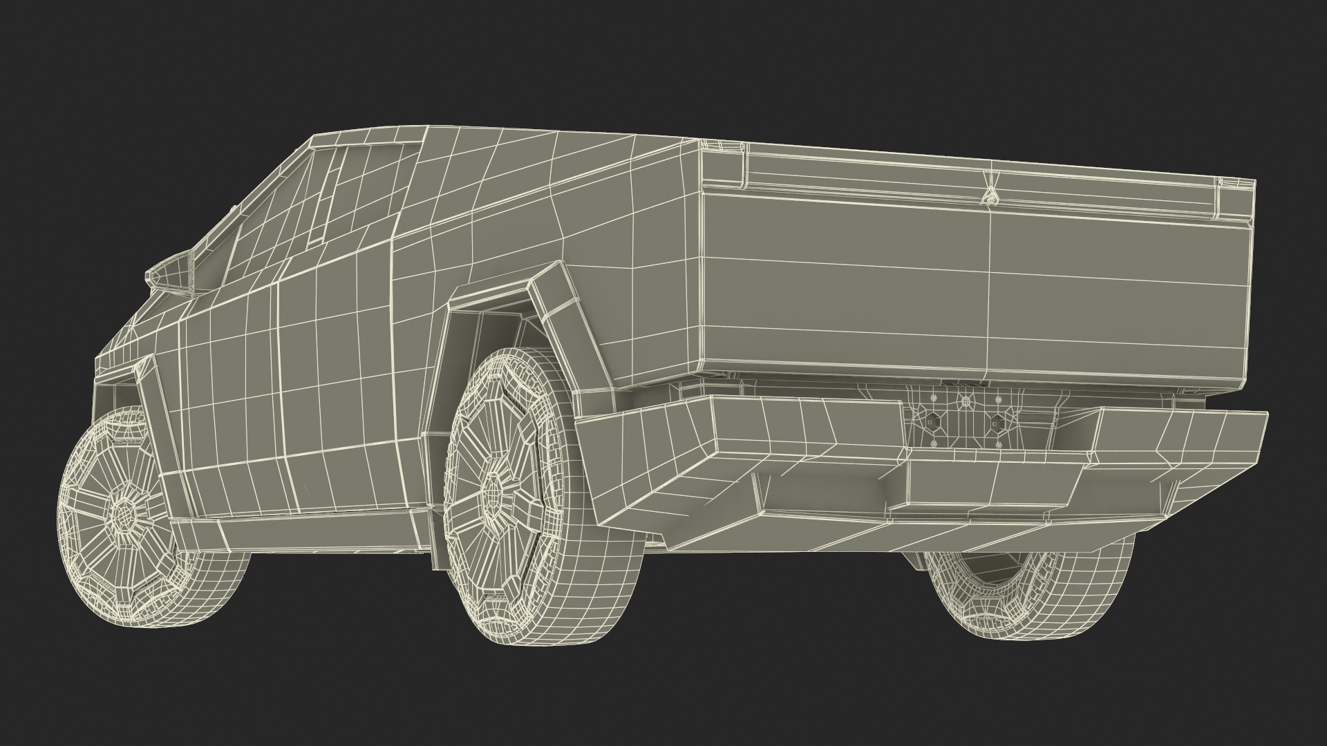 3D 2024 Tesla Cybertruck with Lights On Rigged model