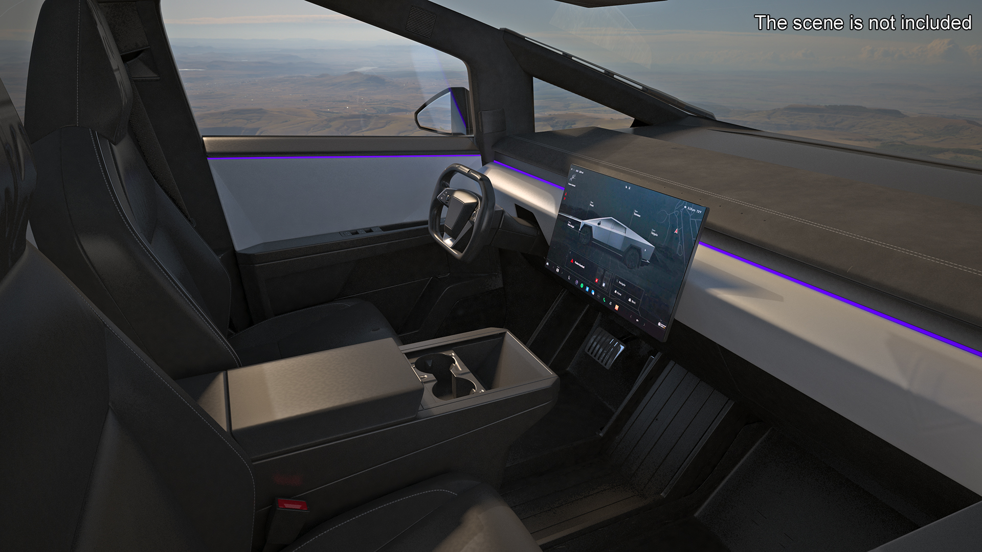 3D 2024 Tesla Cybertruck with Lights On Rigged model