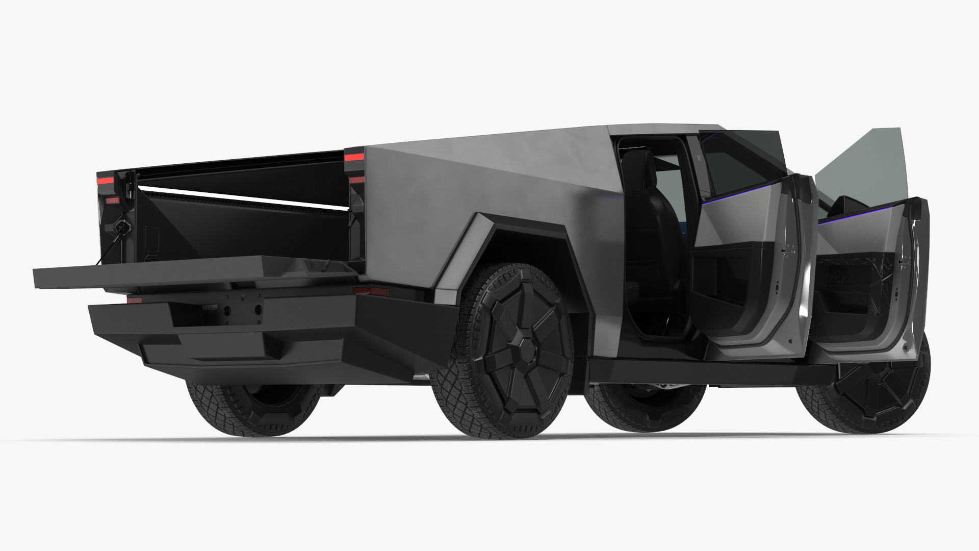 3D 2024 Tesla Cybertruck with Lights On Rigged model