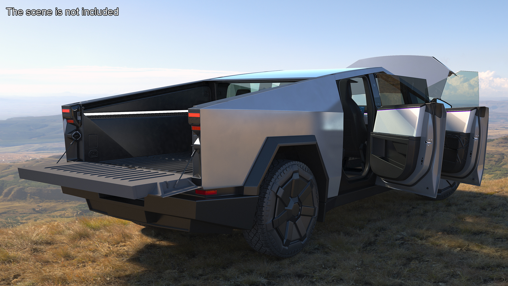 3D 2024 Tesla Cybertruck with Lights On Rigged model