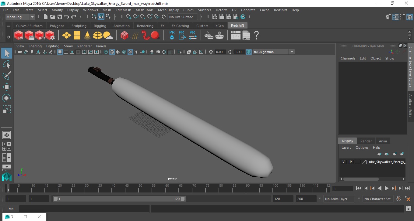 Luke Skywalker Energy Sword 3D