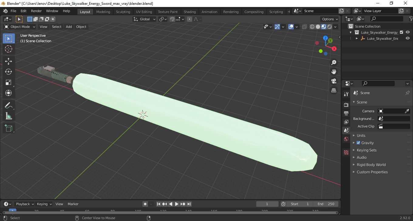 Luke Skywalker Energy Sword 3D