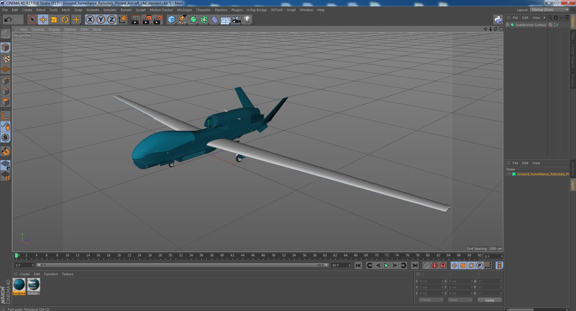 3D model Ground Surveillance Remotely Piloted Aircraft