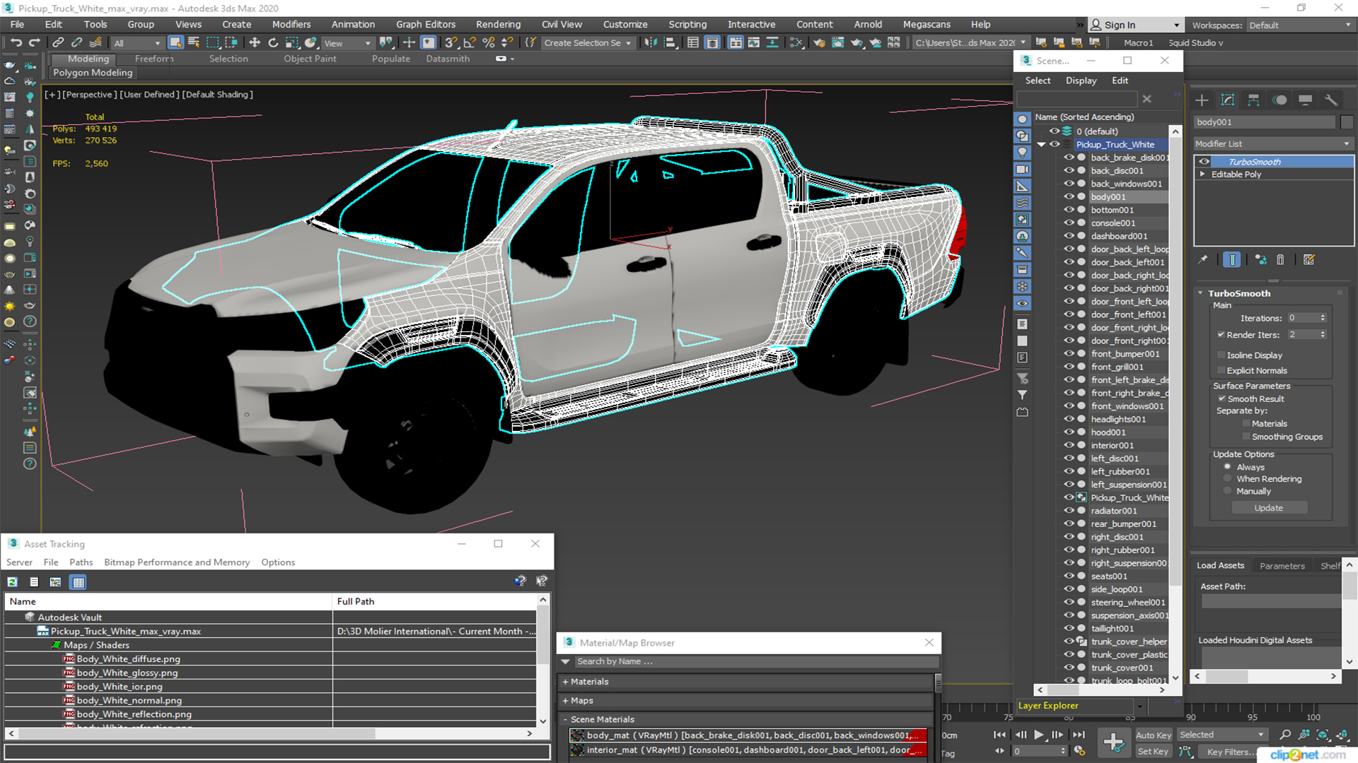 3D Pickup Truck White model