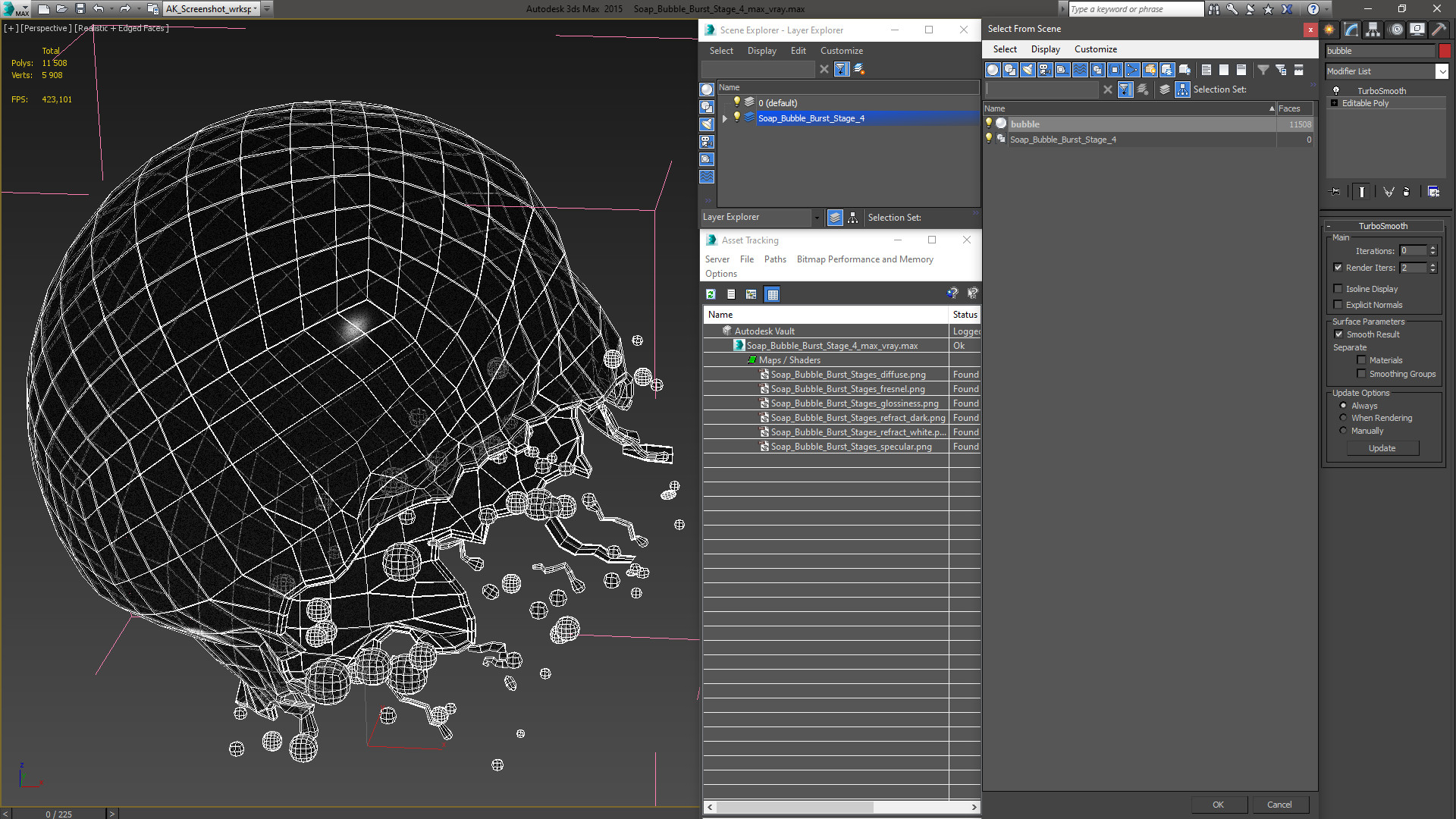 3D model Soap Bubble Burst Stage 4