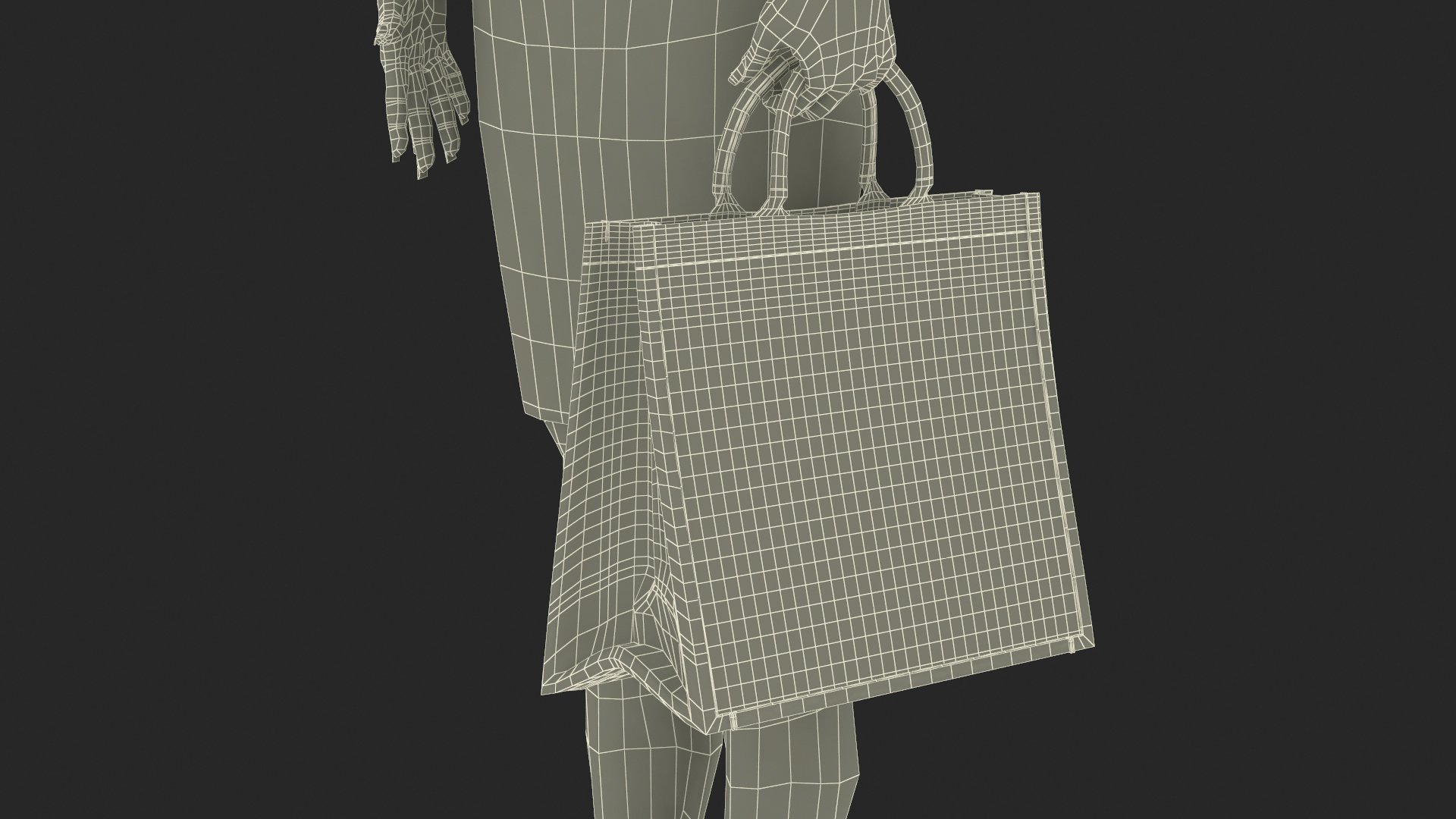 3D Elegant Woman with Beige Tote Bag model