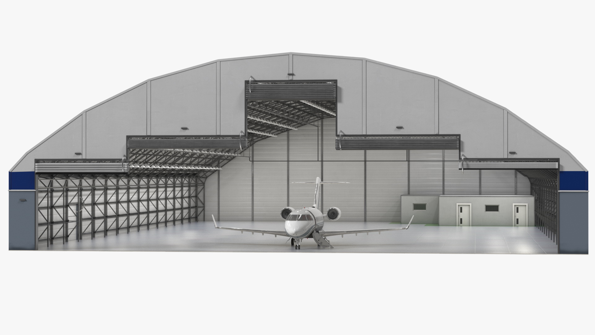 Business Jet Bombardier Challenger 604 In Aircraft Hangar 3D