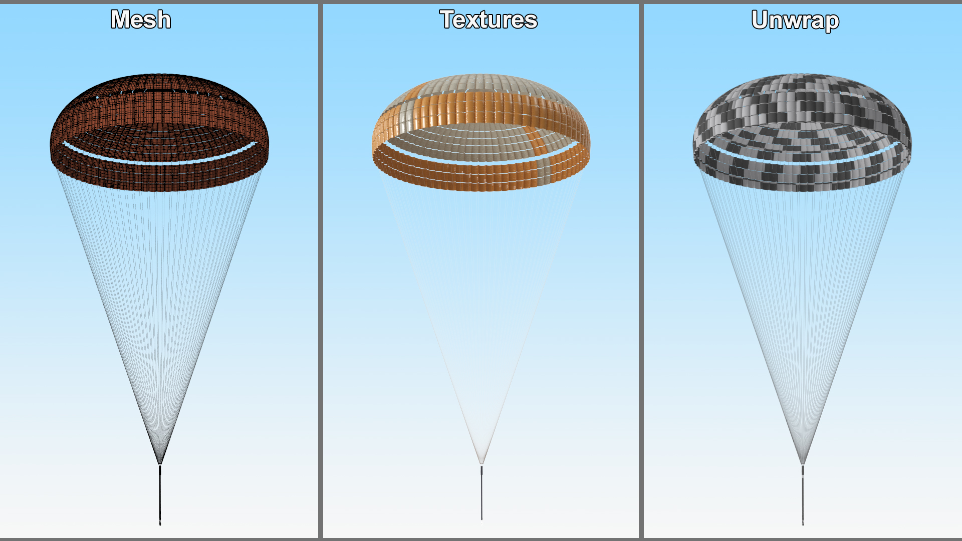 Subscale Parachute Single Yellow 3D