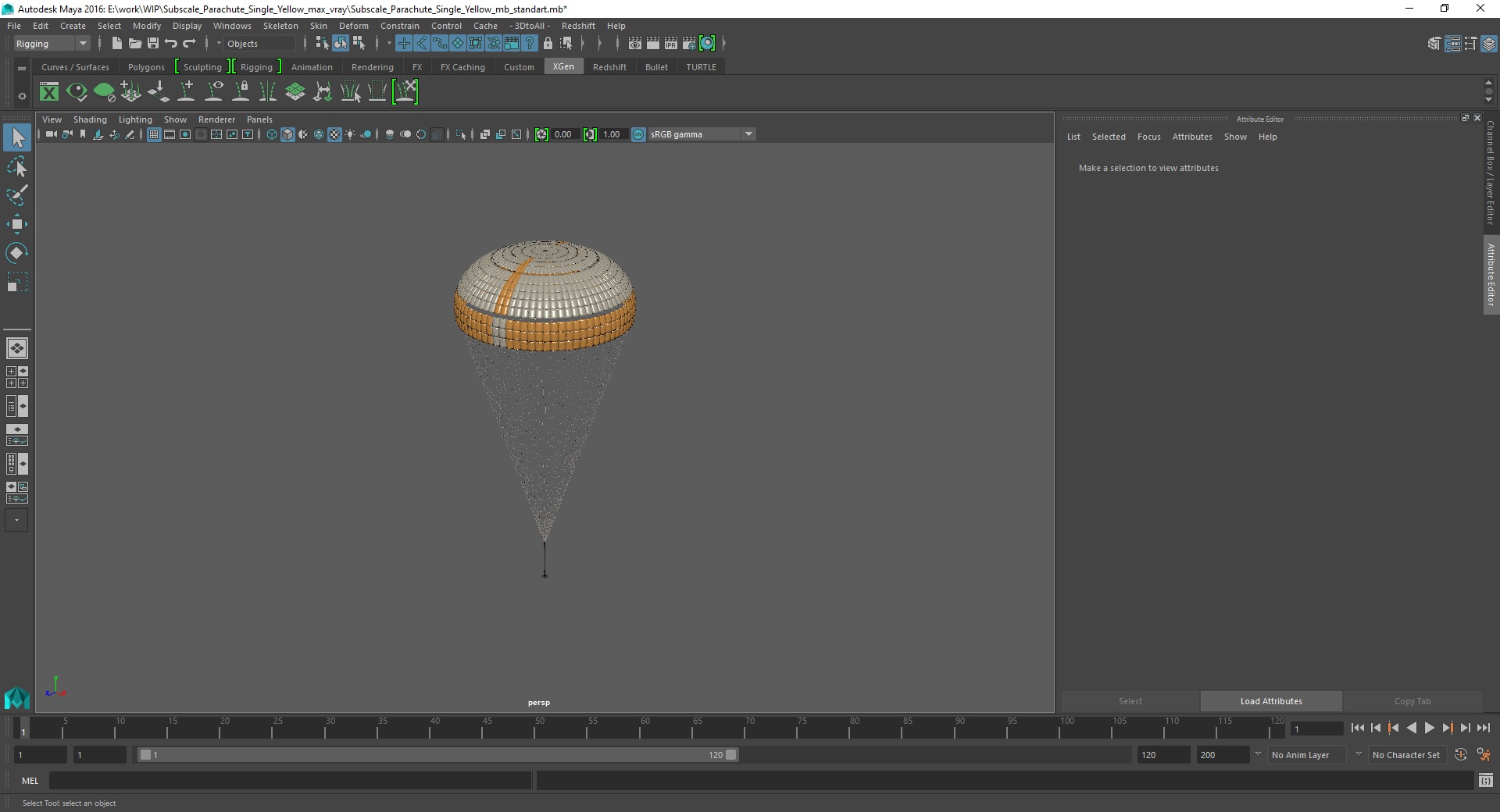 Subscale Parachute Single Yellow 3D