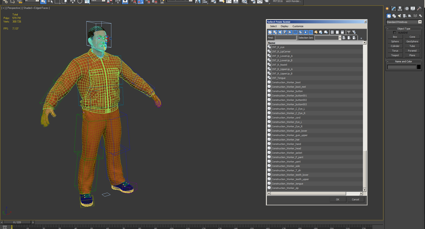 3D Builder Wearing Orange Long Sleeve Coveralls Rigged
